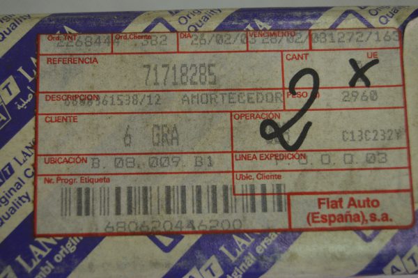 Ref: 71718285 Amortecedor Eixo Traseiro Alfa Romeo 145, 155; Lancia Delta, Dedra NOVO - Imagen 3