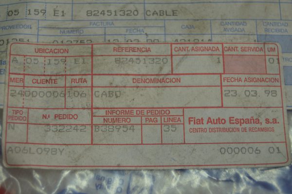 Ref: 82451320 Sonda de Desgaste de Travão Lancia Delta, Integral, Evolução NOVO - Imagen 2